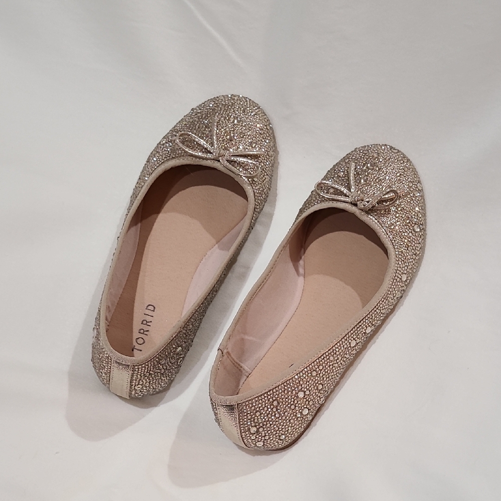Torrid Sparkling Gold Flats with Bow